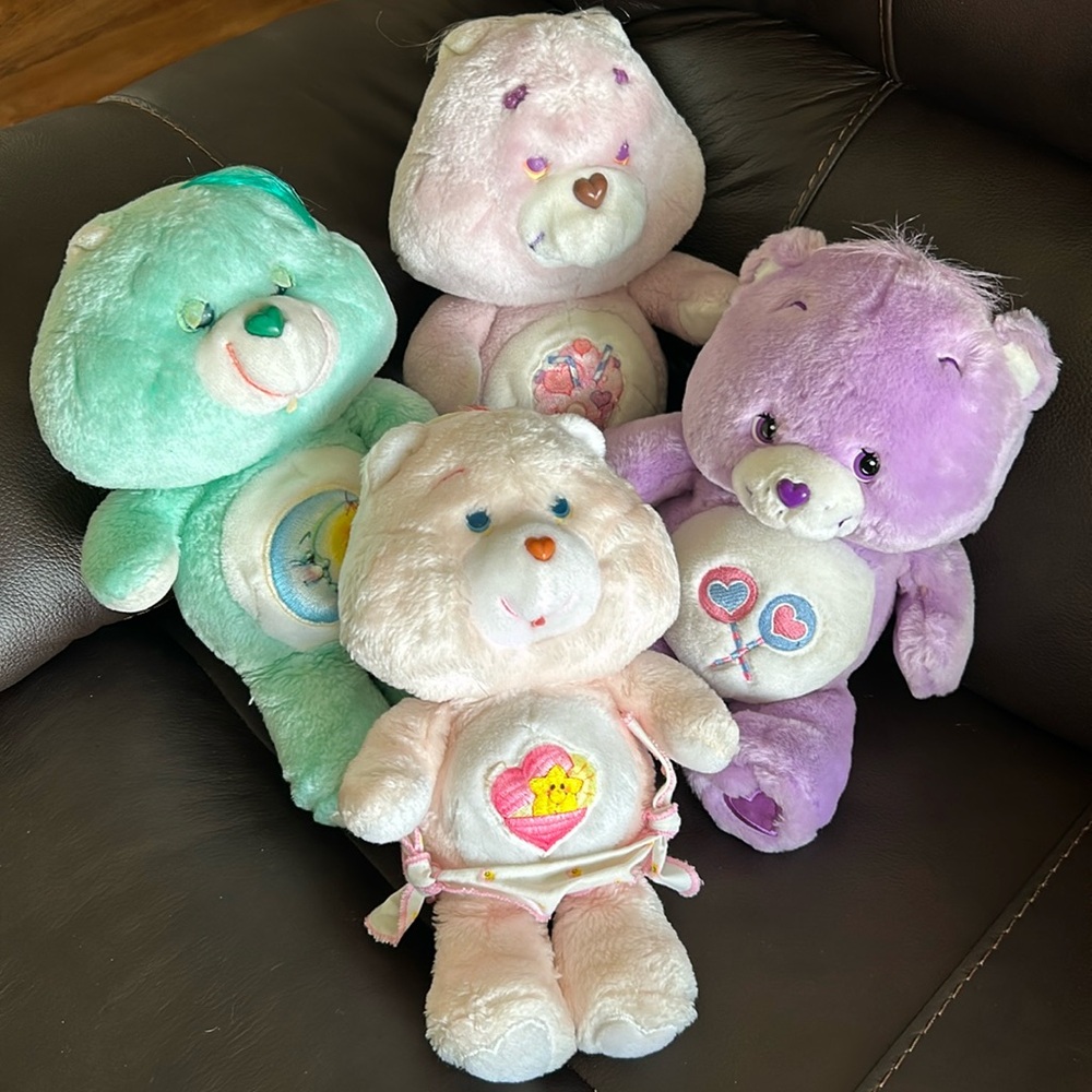Vintage Care Bears Plush Lot 1983 Kenner Tugs Bedtime Share & 2003 Share Bear